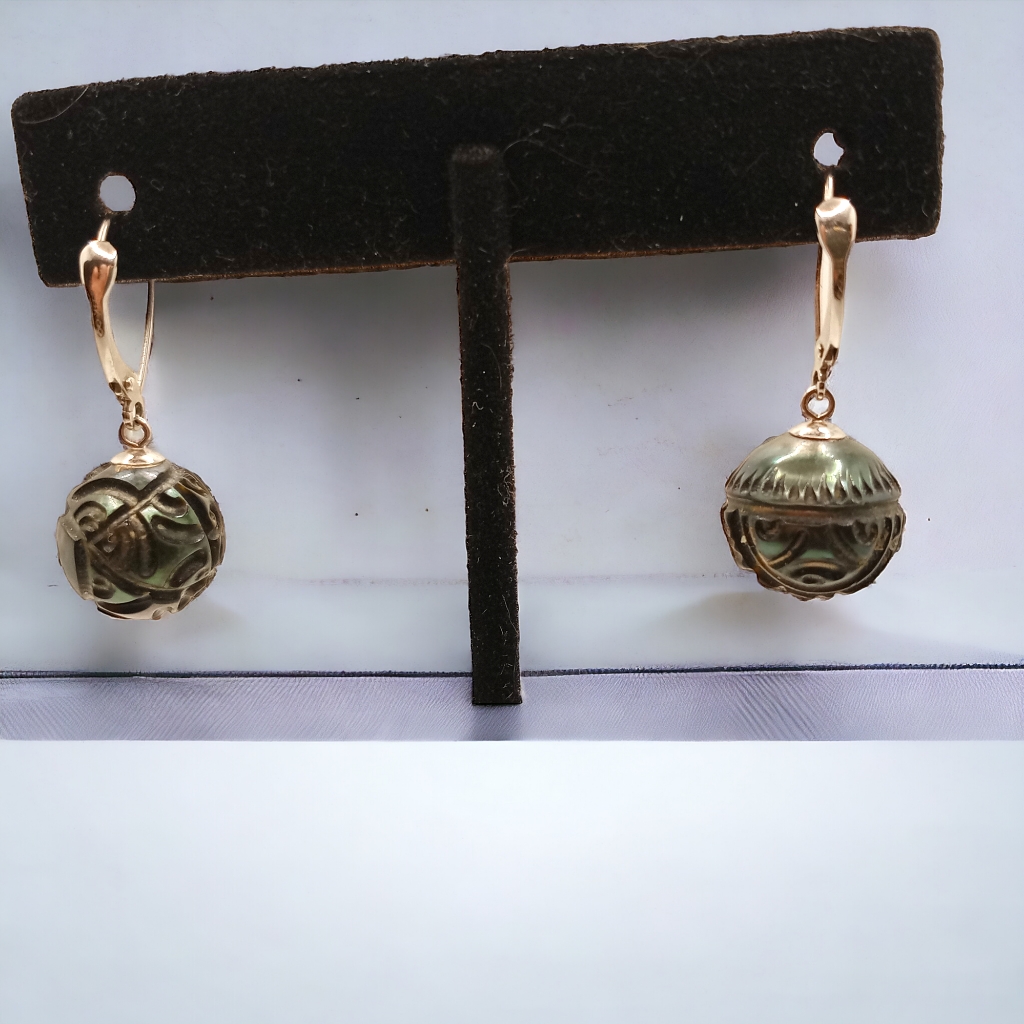 14 Kt White Gold 12513mm Hand Carved Tahitian Pearl Leverback Earrings